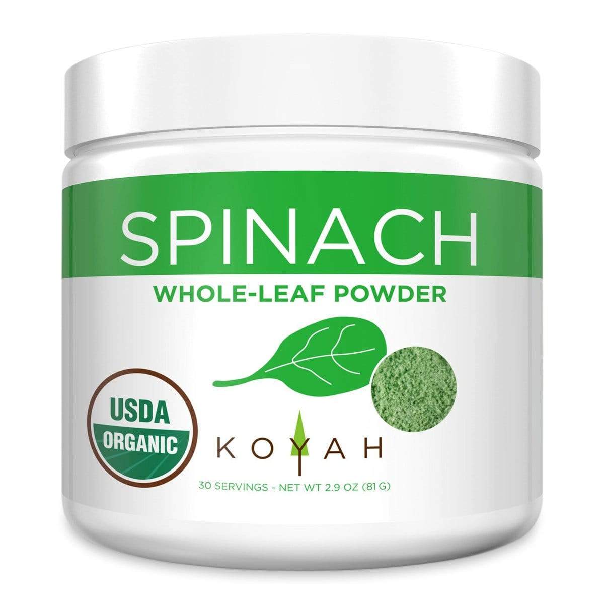 Koyah Organic Fruit and Veggie Powders-Spinach-30 Servings-The Feed