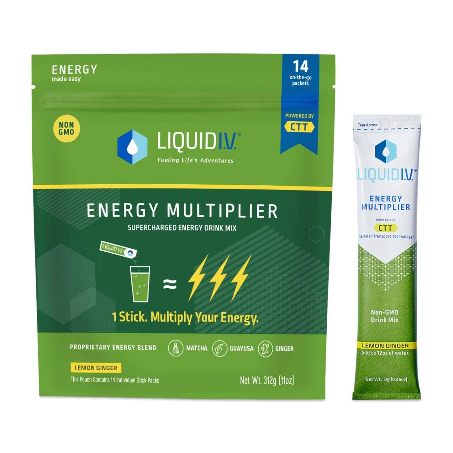 Liquid IV Hydration 14 Packets / Lemon Ginger Liquid IV Energy Multiplier
