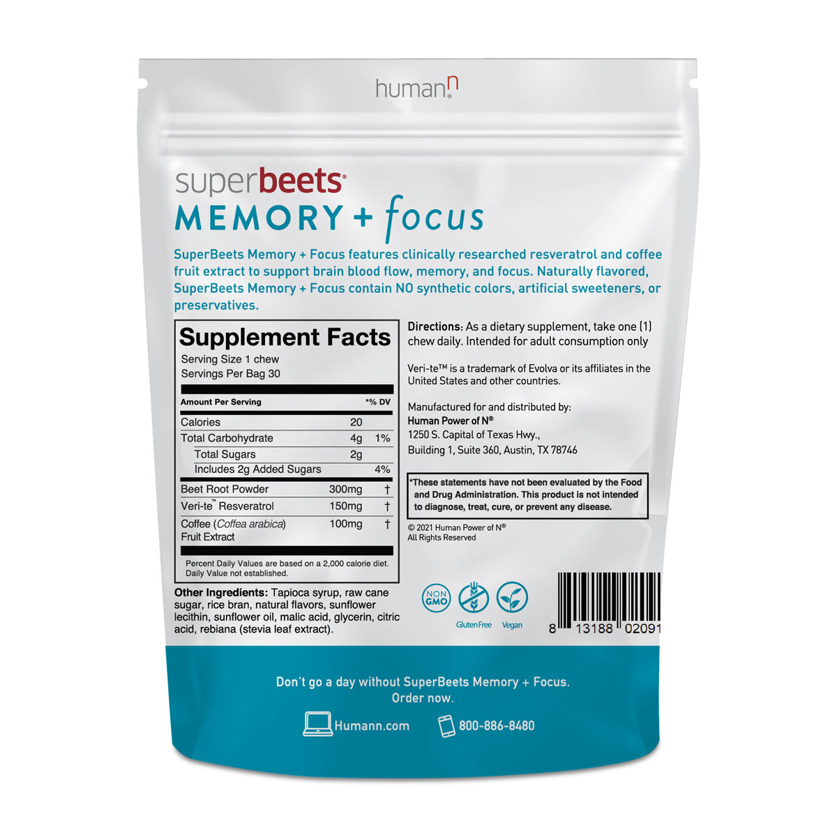 Human N Superbeets Memory and Focus Chews
