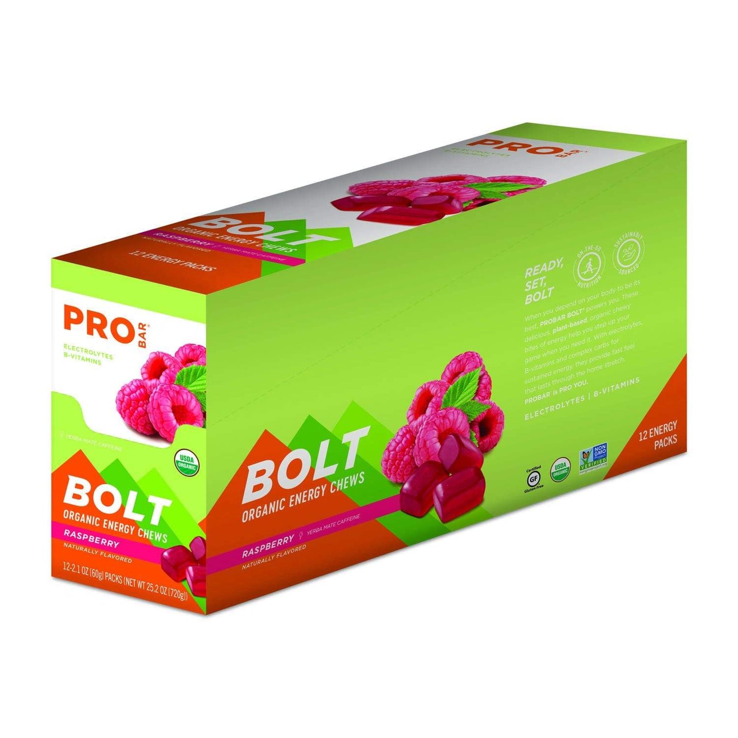 Probar Chews Raspberry (with Caffeine) / Box of 12 ProBar Bolt Chews
